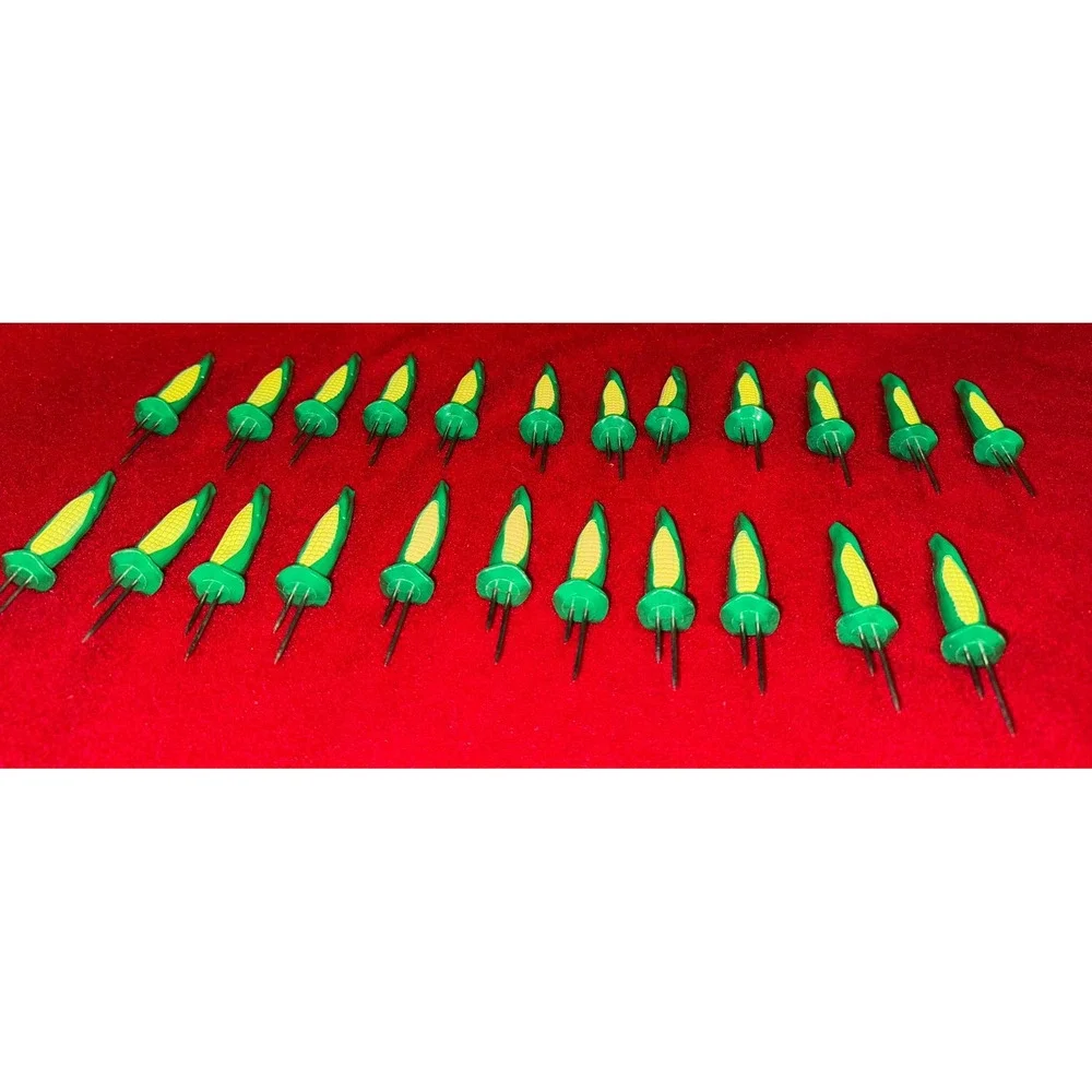 Vintage Corn Cob Picks Skewers 24 Count Green Yellow Appetizer Holders Rustic - Picture 1 of 5